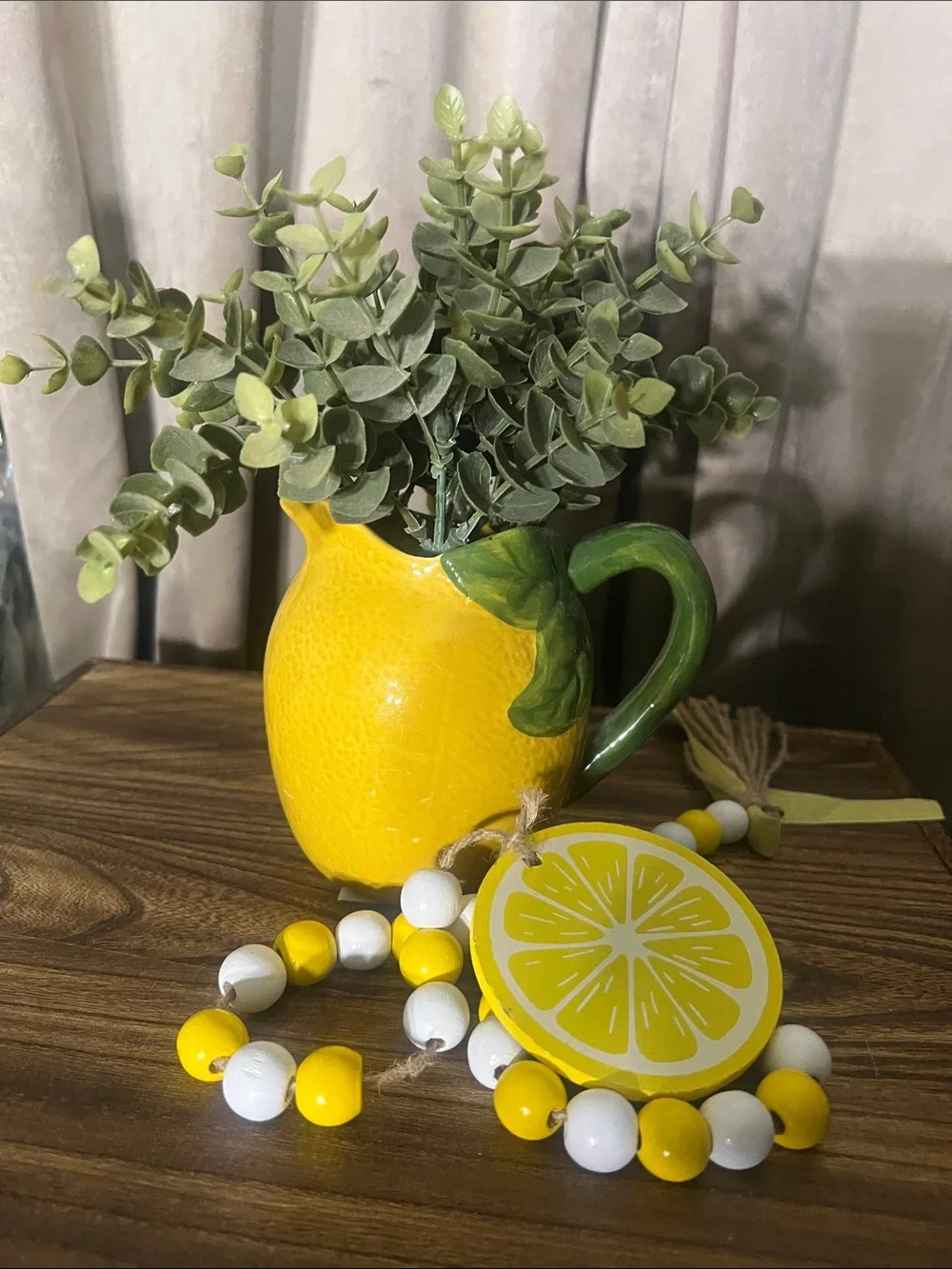 Yellow Ceramic Lemon Décor Vase and Figurine Set - Home Kitchen